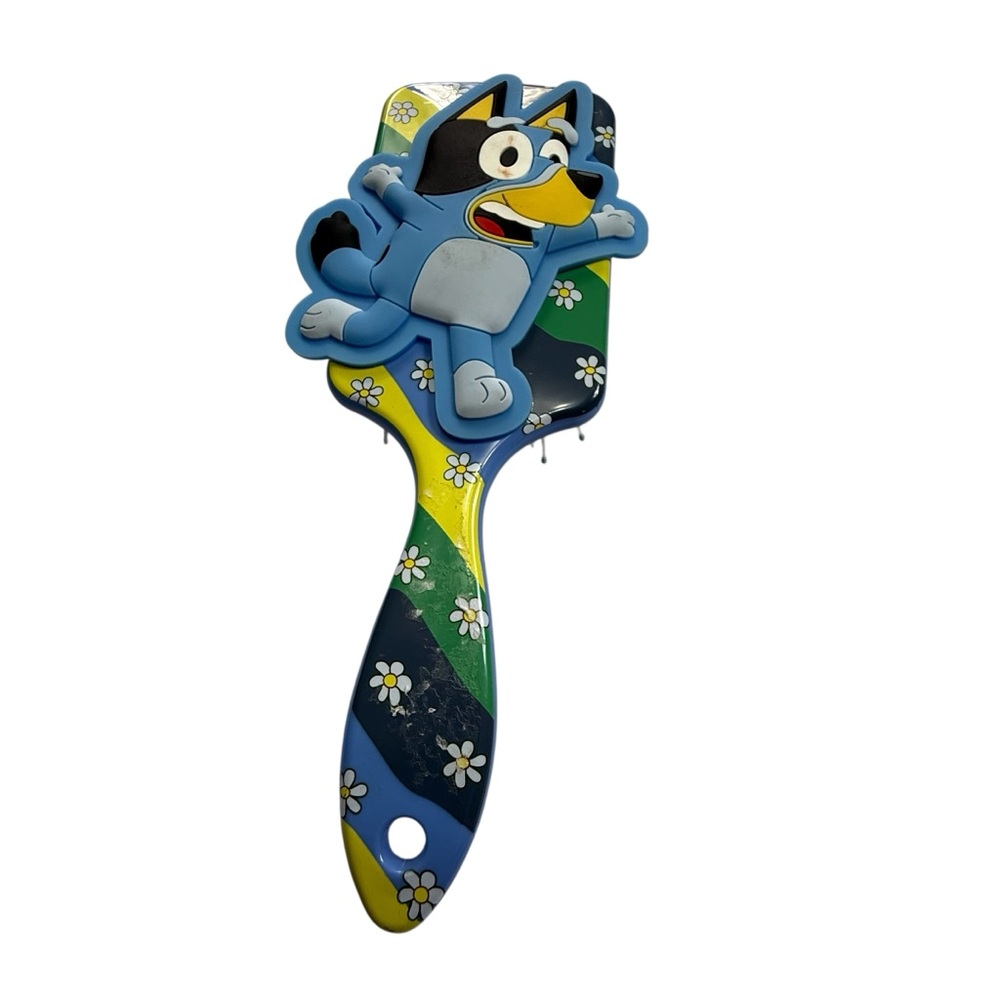 Bluey Hair Brush – Yellow & Blue with Floral Design – Ludo Studio – NWOT